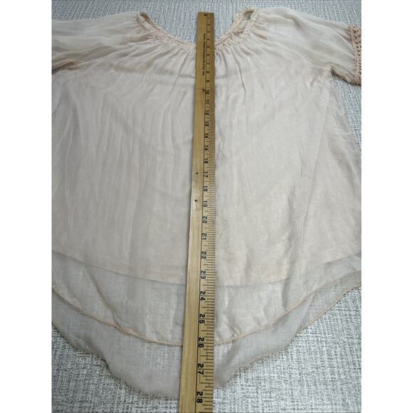 Elena Baldi Silk Top Women M Pink Bell Sleeves Cottage Core Fairy Boho Italy - Picture 5 of 8